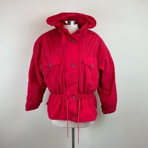 Vintage Kent Street Solid Red Hooded Full Zip Ski Winter Coat Women Medium